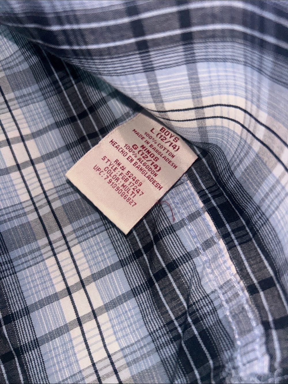 Faded Glory Blue Plaid Short-Sleeve Button-Down Shirt - Picture 4 of 5
